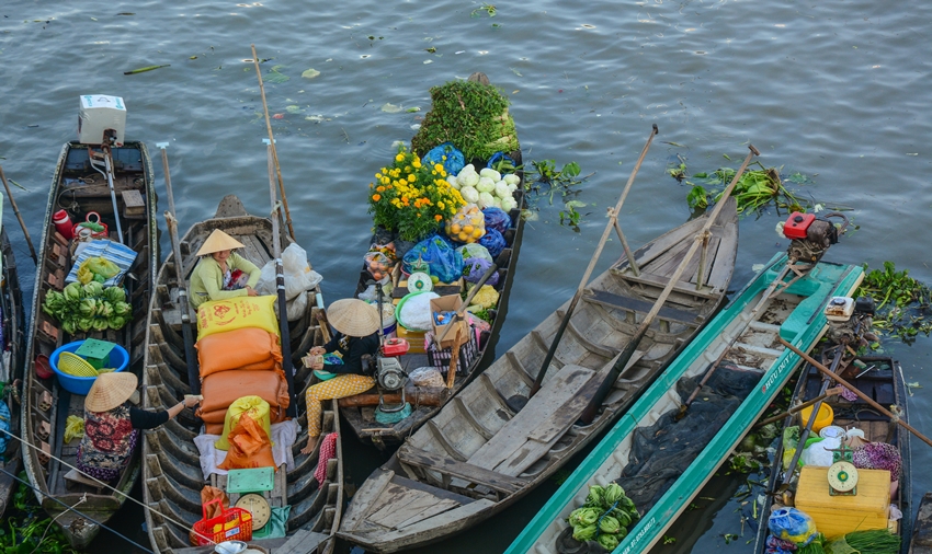Floating market in Mekong Delta, Vietnam